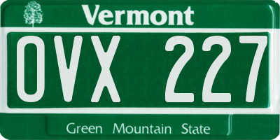 VT license plate OVX227