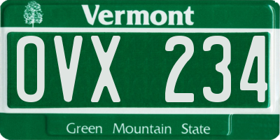 VT license plate OVX234