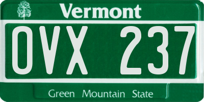 VT license plate OVX237