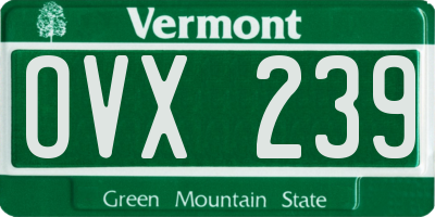 VT license plate OVX239