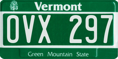 VT license plate OVX297