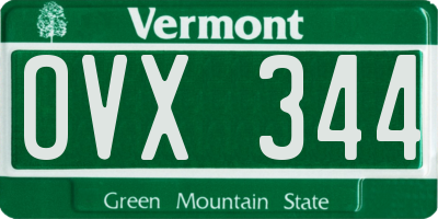 VT license plate OVX344
