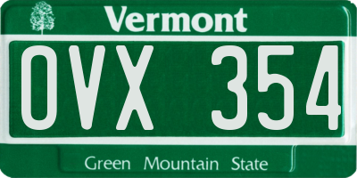 VT license plate OVX354