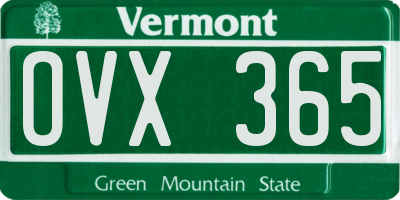 VT license plate OVX365