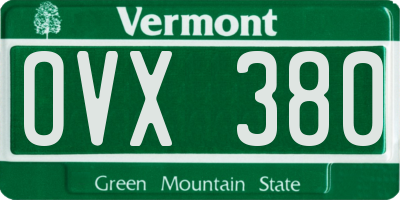 VT license plate OVX380