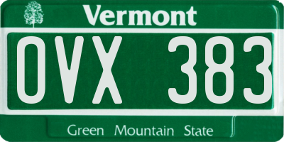 VT license plate OVX383