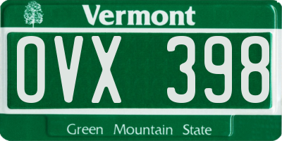 VT license plate OVX398