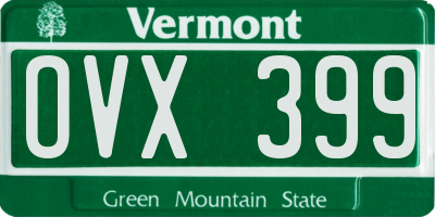 VT license plate OVX399