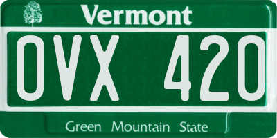 VT license plate OVX420