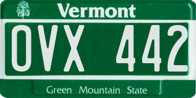 VT license plate OVX442