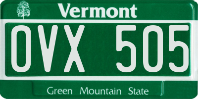 VT license plate OVX505