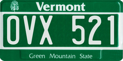 VT license plate OVX521