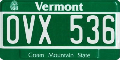 VT license plate OVX536