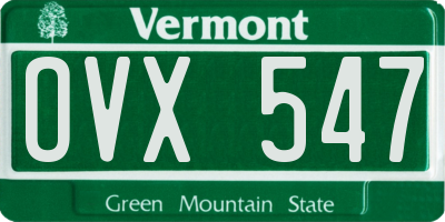 VT license plate OVX547