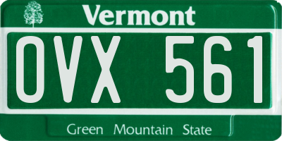 VT license plate OVX561