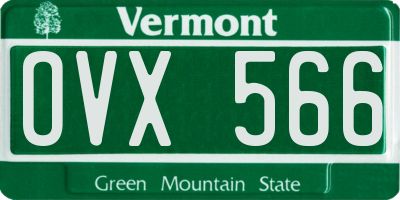 VT license plate OVX566