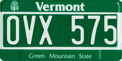 VT license plate OVX575