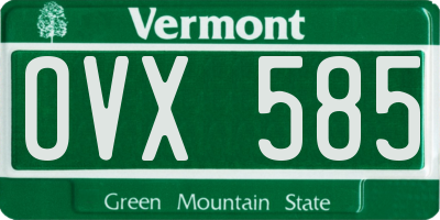VT license plate OVX585