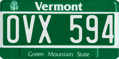 VT license plate OVX594