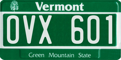 VT license plate OVX601