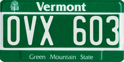 VT license plate OVX603