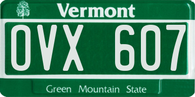 VT license plate OVX607