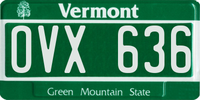 VT license plate OVX636