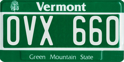 VT license plate OVX660