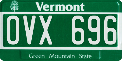 VT license plate OVX696
