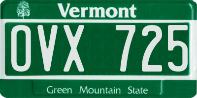 VT license plate OVX725