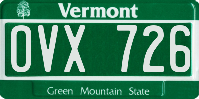 VT license plate OVX726