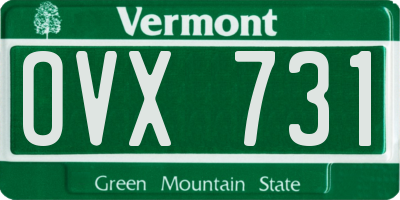 VT license plate OVX731