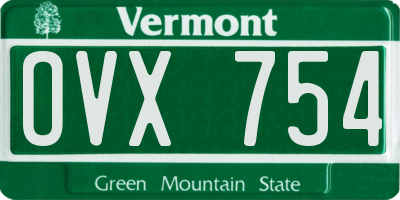 VT license plate OVX754