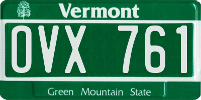 VT license plate OVX761