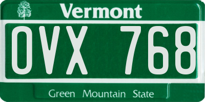 VT license plate OVX768
