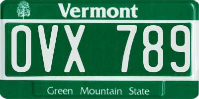 VT license plate OVX789