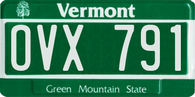 VT license plate OVX791