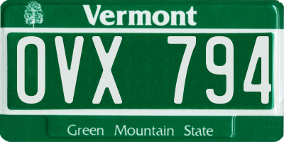 VT license plate OVX794