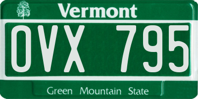VT license plate OVX795