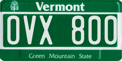 VT license plate OVX800