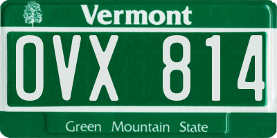 VT license plate OVX814