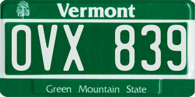 VT license plate OVX839