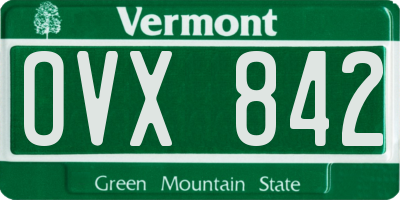VT license plate OVX842