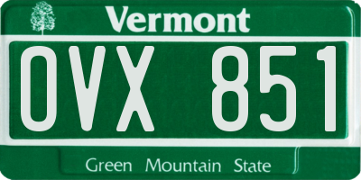 VT license plate OVX851