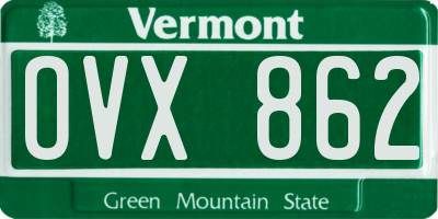 VT license plate OVX862
