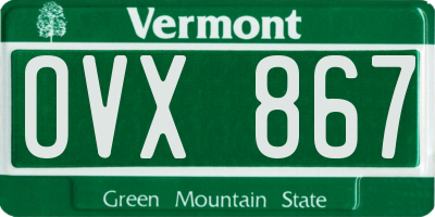 VT license plate OVX867