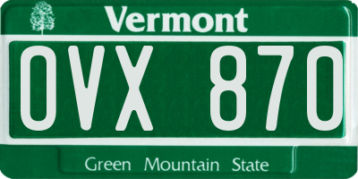 VT license plate OVX870