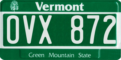 VT license plate OVX872