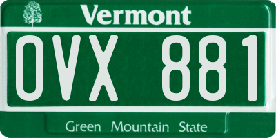 VT license plate OVX881