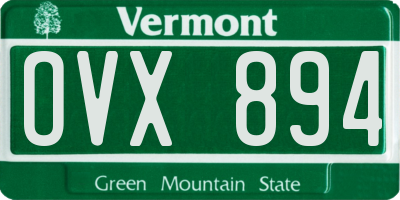 VT license plate OVX894